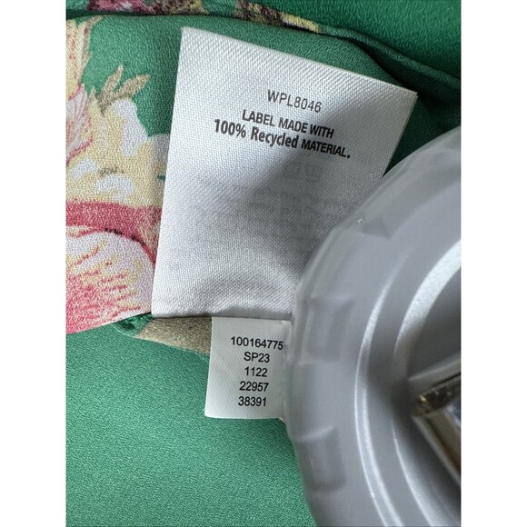 INC International Concepts Green Floral VNeck Faux Wrap Blouse Top Long Sleeve L - Picture 15 of 15